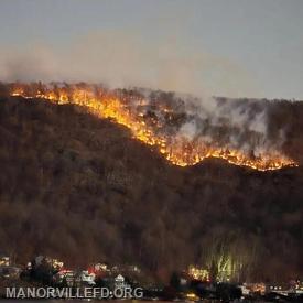 Fire Burning down the mountain side.